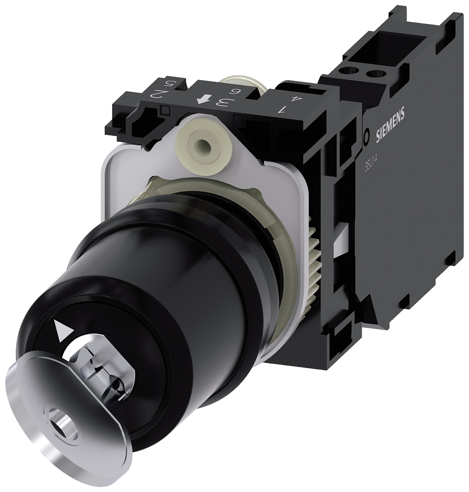INTERRUPTOR OPERADO POR CHAVE SIEMENS C 22 MM REDONDO PLÁSTICO Nº CHAVE 3SU11005BF113FA0-ZY15 SIEMENS