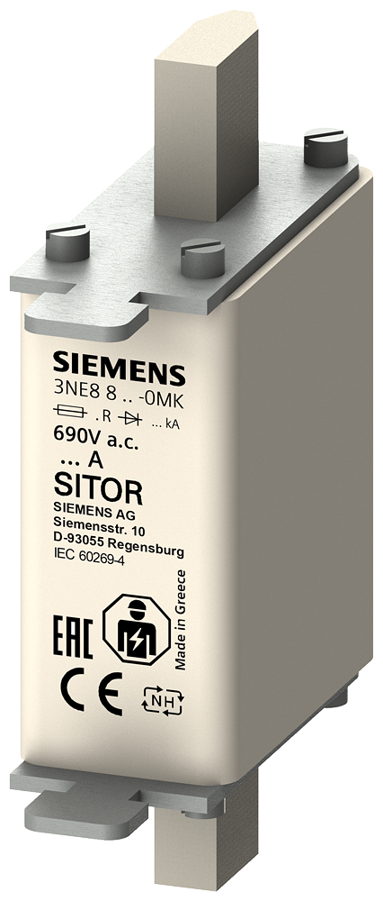 ELEMENTO DE FUSÍVEL SITOR COM CONTATOS DE FACA NH000 IN: 25 A GR UN CA: 3NE88150MK SIEMENS