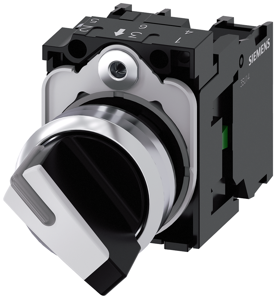 [Imagem do produto INTERRUPTOR COM MANÍPULO, ILUMINÁVEL, 22MM, REDONDO, METAL, ALTO BRILHO, BRAN 3SU11502BF601MA0 SIEMENS]