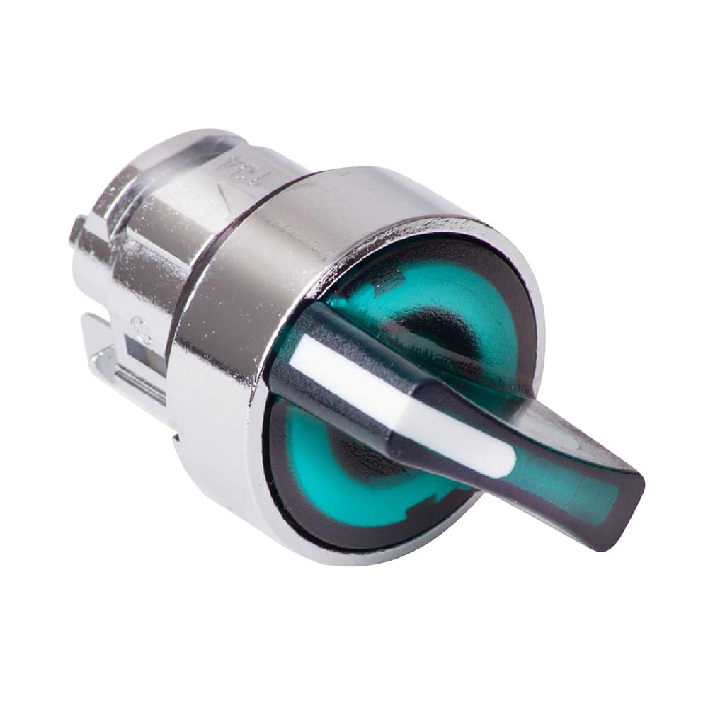 [Imagem CABEÇOTE PARA COMUTADOR LUMINOSO Ø22MM METÁLICO, 2 POSIÇÕES RETORNO POR MOLA, VERDE ZB4BK1433 SCHNEIDER]