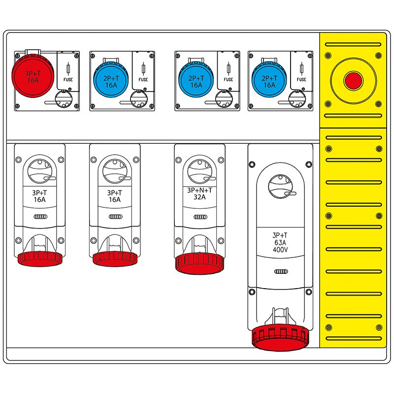 [Imagem do produto QUADRO DE DISTRIBUIÇÃO MBOX5 COM PLUGUE + TOMADAS DE EMERGÊNCIA COM FUSÍVEL 658.6858-072 SCAME]
