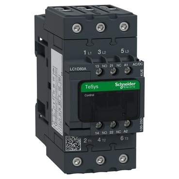 [Imagem do produto TESYS D CONTACTOR 3P 80A AC-3 UP TO 440V COIL 100-250V AC/DC EVERLINK SCHNEIDER]