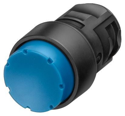 BOTÃO DE PRESSÃO 16MM REDONDO PLÁSTICO AZUL 3SB20000LF01 SIEMENS