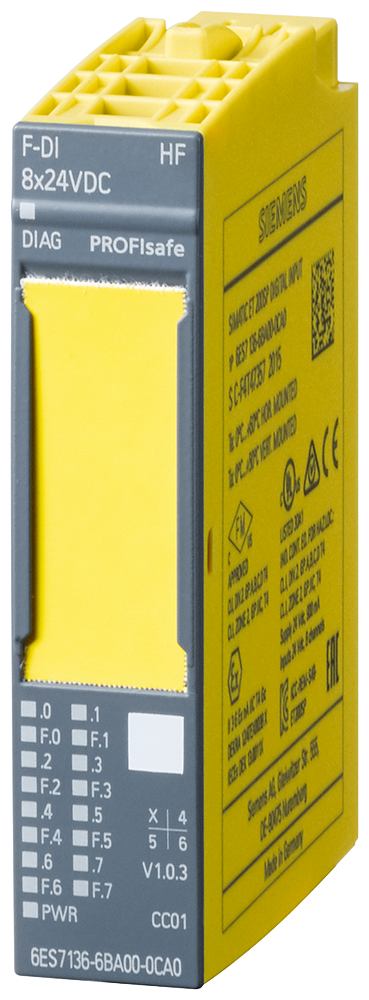 [Imagem MÓDULO ELETRÔNICO F-DI 8X24VCC HF FAILSAFE ET200SP SIMATIC DP 6ES71366BA010CA0 SIEMENS]