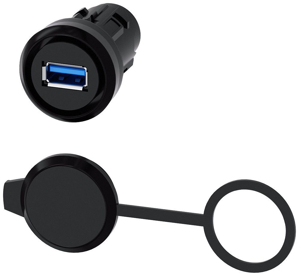 USB TIPO A CONEXÃO 3.0 22 MM PLÁSTICO PRETO SELEÇÃO ESPECÍFICA DO CLIENTE 3SU19000GA100AA0ZY19 SIEMENS