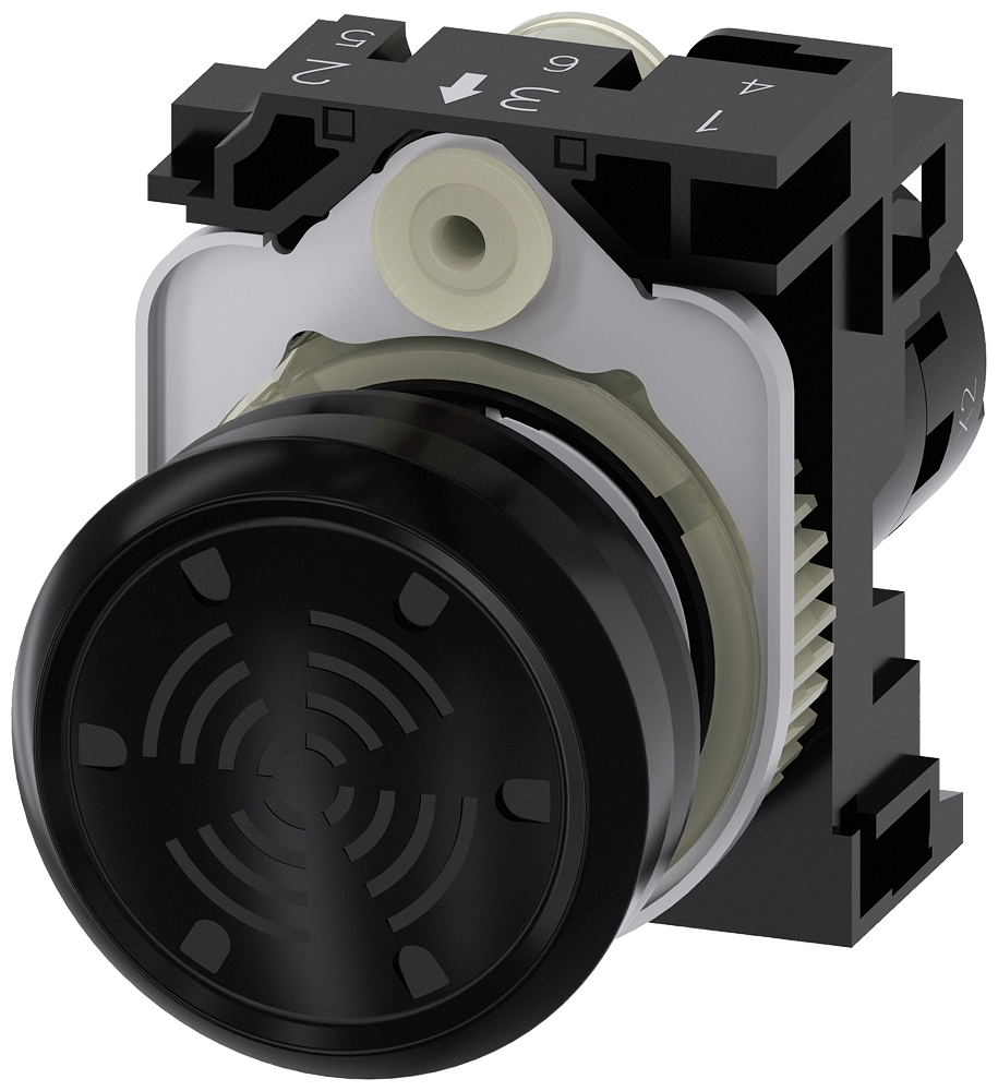 INDICADOR ACÚSTICO COMPACTO 22 MM REDONDO PLÁSTICO PRETO SOM CONTÍNUO 4 3SU12006LF101AA0-ZX90 SIEMENS