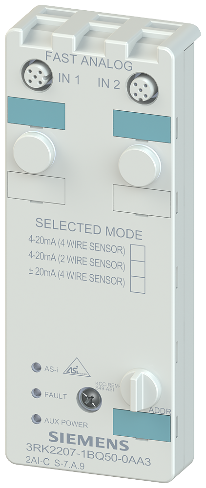 [Imagem do produto MODULO ANALOG AS-I 2AI 4-20MA 3RK22071BQ500AA3 SIEMENS]