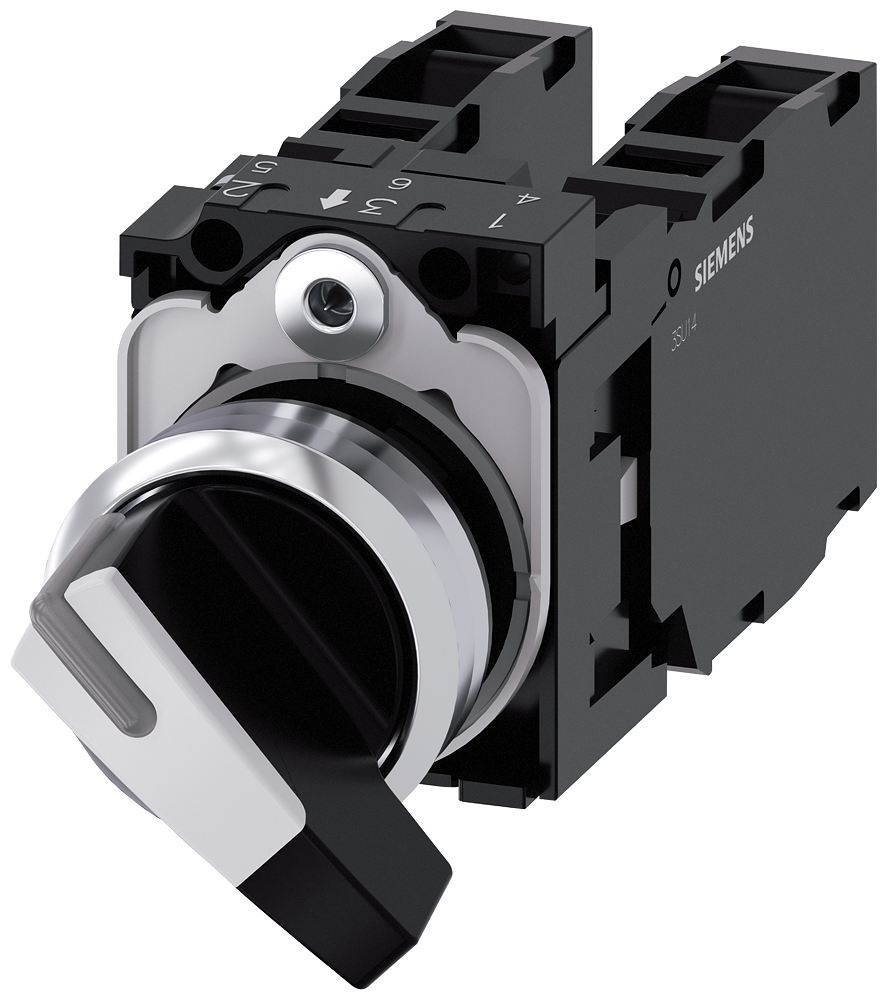 INTERRUPTOR COM MANÍPULO 22MM REDONDO METAL ALTO BRILHO BRANCO DE ENCAI 3SU11502CF601NA0 SIEMENS
