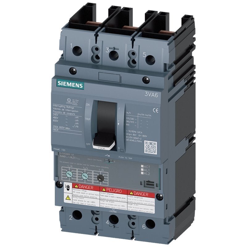 [Imagem do produto DISJUNTOR TRIPOLAR 100A 35KA 480V UL ETU320 LI 3VA6 3VA61105HL310AA0 SIEMENS]