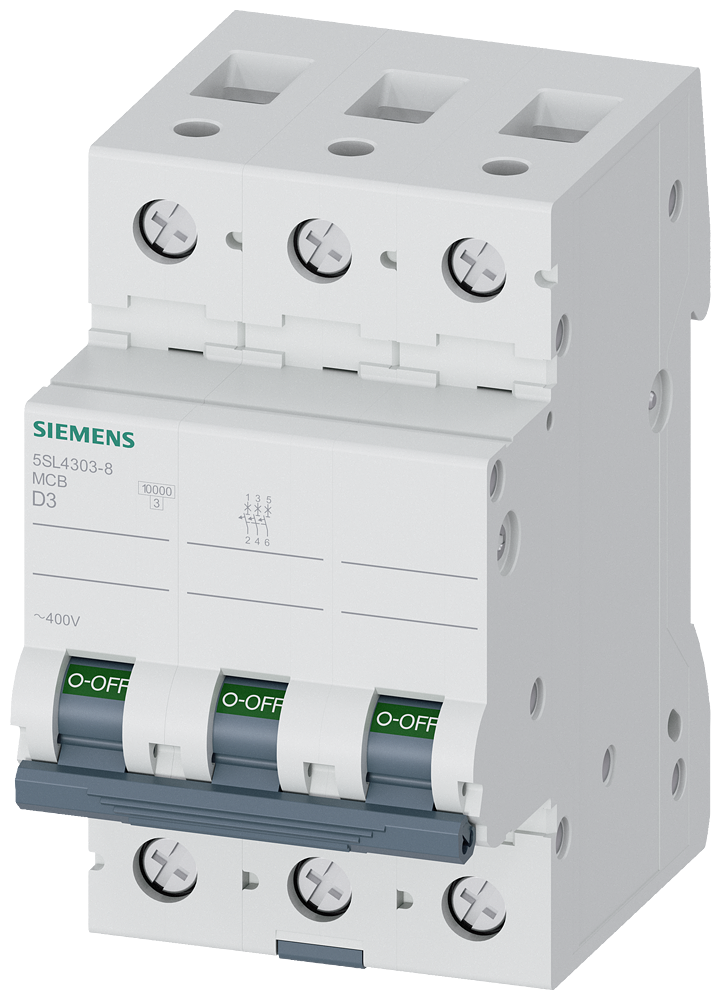 DISJUNTOR DE POTÊNCIA 400 V 10 KA 3 POLOS D 3A 5SL43038 SIEMENS