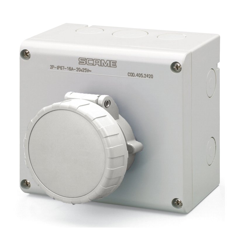 [Imagem do produto TOMADA DE EMBUTIR INTERTRAVAMENTO 16A 2P 12H IP66/IP67 505.2421 SCAME]