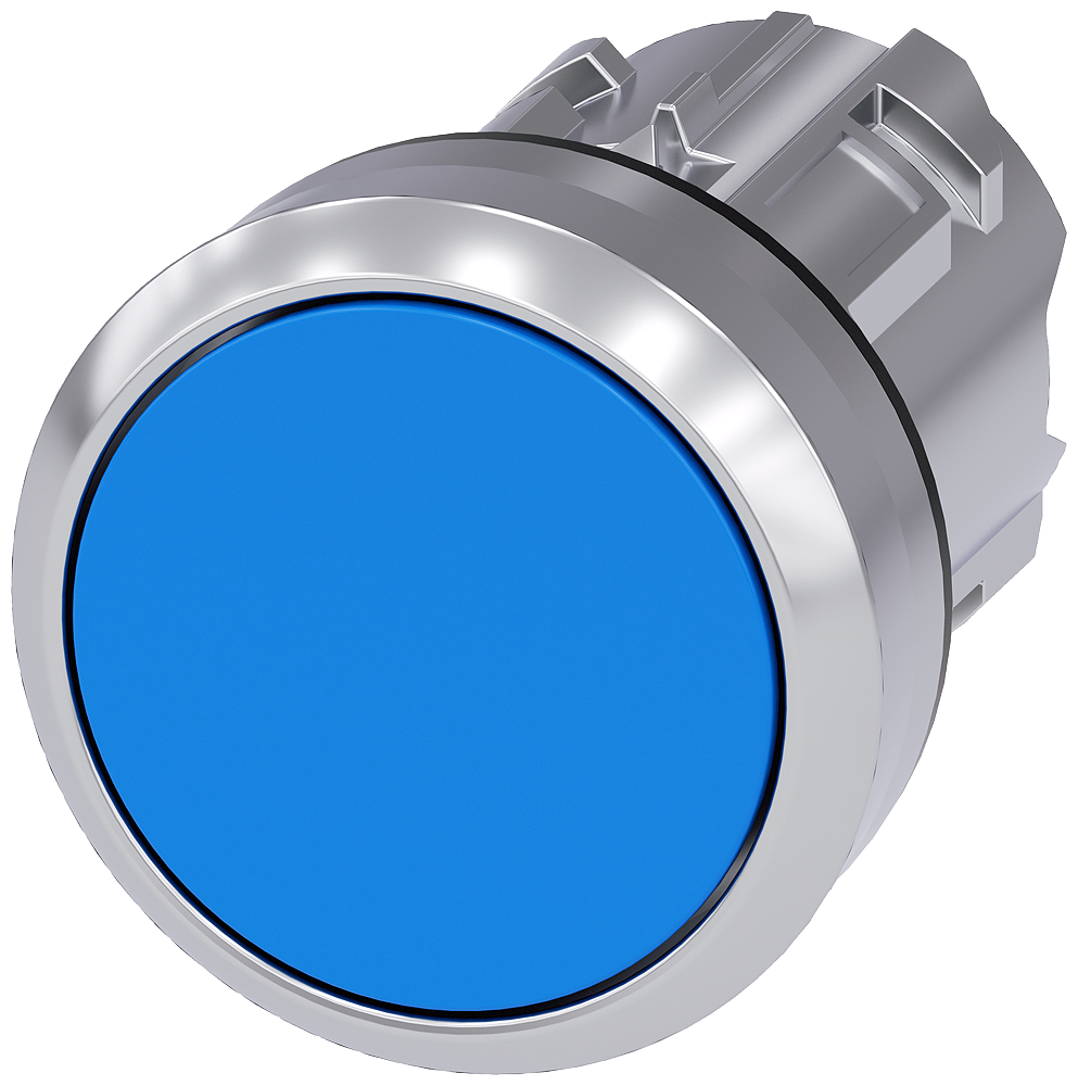 BOTÃO 22 MM REDONDO METAL DE ALTO BRILHO AZUL BOTÃO DE PRESSÃO PLANO T 3SU10500AB500AA0-ZY13 SIEMENS