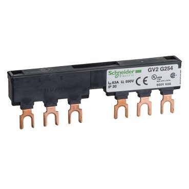 [Imagem do produto JOGO DE BARRAS TRIPOLARES 63A PARA 2GV/G LINERGY FT GV2G254 SCHNEIDER]