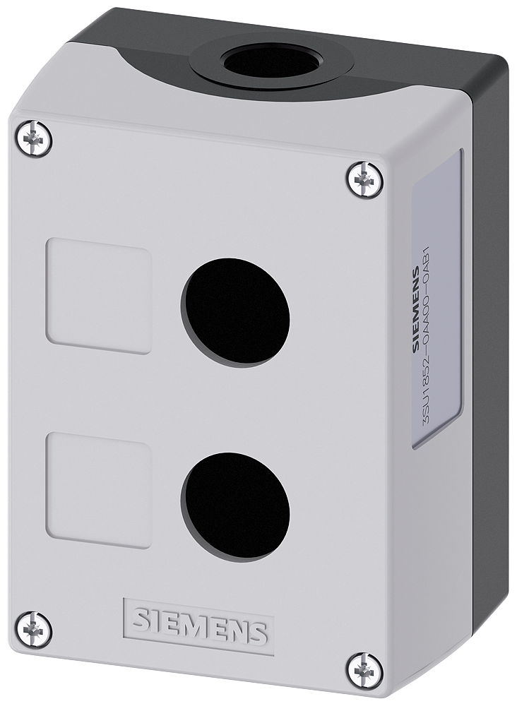 [Imagem BOTOEIRA VAZIA METÁLICO CINZA 2 FUROS 22MM 3SU18520AA000AB1 SIEMENS]