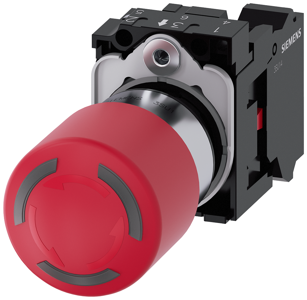 BOTÃO COGUMELO DE PARADA DE EMERGÊNCIA ILUMINÁVEL 22 MM REDONDO METAL AL 3SU11511GB203CW0 SIEMENS