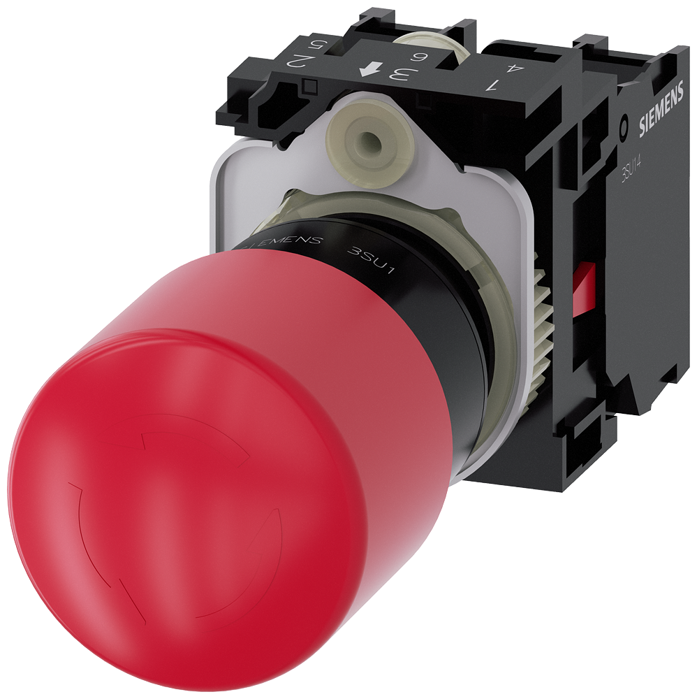 BOTÃO COGUMELO DE PARADA DE EMERGÊNCIA 22MM REDONDO PLÁSTICO VERMELHO 1N 3SU11001GB201PA0 SIEMENS