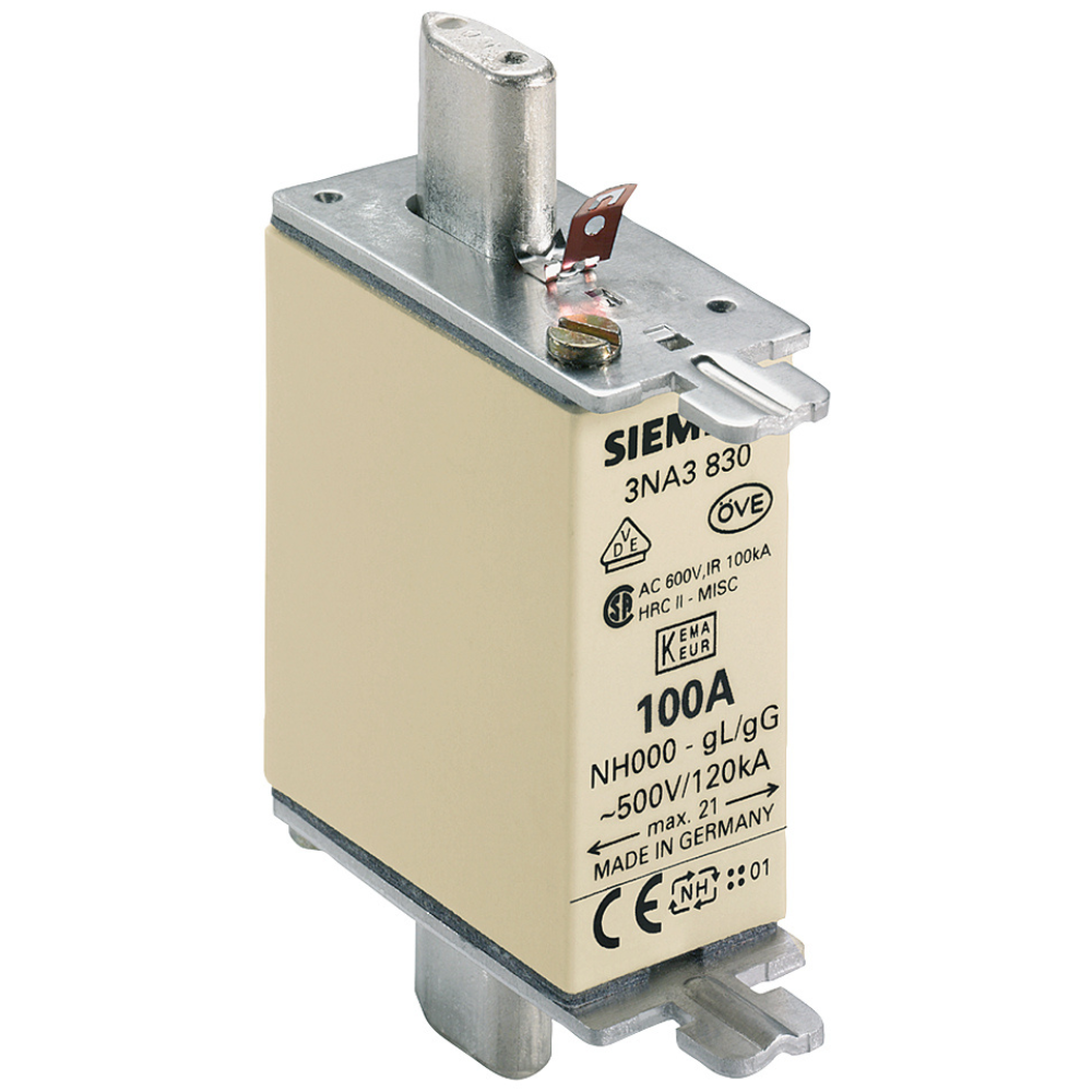 [Imagem FUSÍVEL NH T.000 100A 500VCA 3NA3830 SIEMENS]