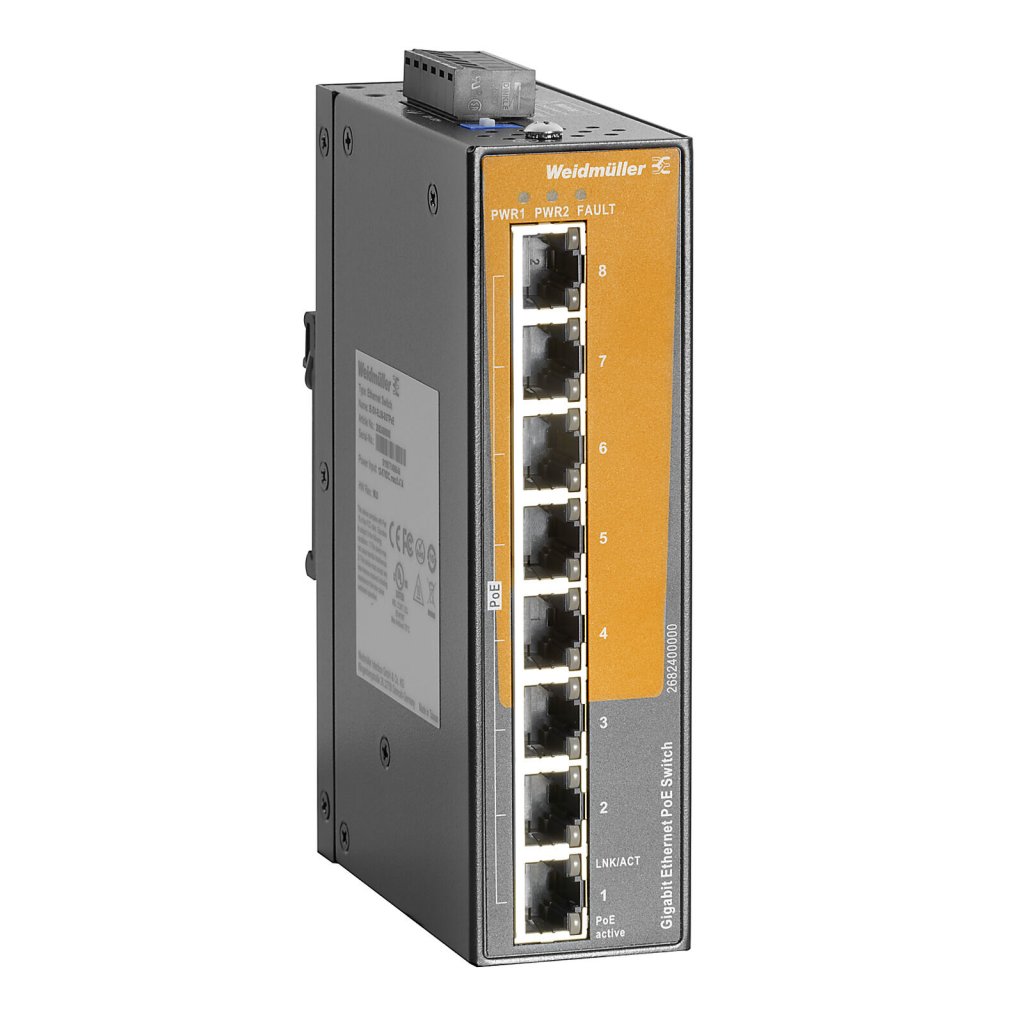[Imagem do produto SWITCH NAO GEREN POE+BASE T (X) IP30, 8P RJ45 - GIGABIT IE-SW-EL08-8GTPOE 2682400000 WEIDMULLER]
