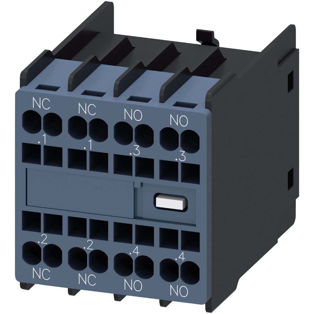 [Imagem INTERRUPTOR AUXILIAR 2NA 2NF PASSAGEM CORRENTE 1NA 1NF PARA CONTACTORES 3RH29112HA22 SIEMENS]