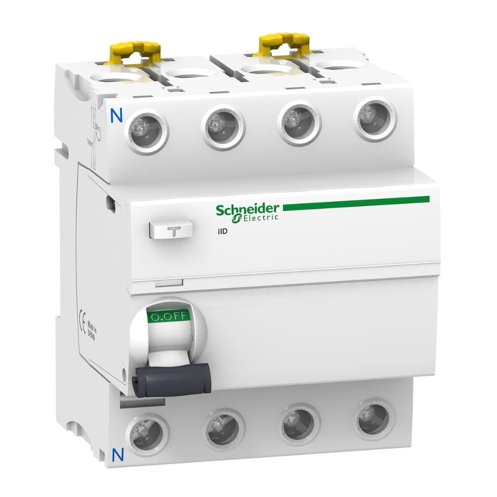 [Imagem INTERRUPTOR DIFERENCIAL RESIDUAL ACTI9 IID 4P 100A 300MA CLASSE A 415V A9R25491 SCHNEIDER]