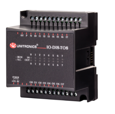 [Imagem MÓDULO EXPANSÃO ENTRADA/SAÍDA DIGITAL TRANSISTOR 24VCC IODI8TO8 UNITRONICS]