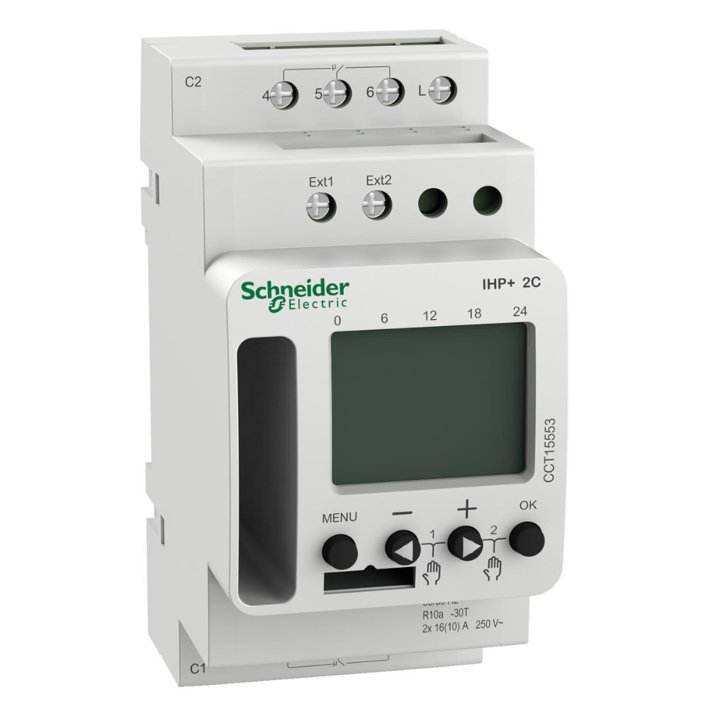 [Imagem RELÉ HORÁRIO PROGRAMÁVEL ACTI9 IHP+ 2C 24H/7D CCT15553 SCHNEIDER]