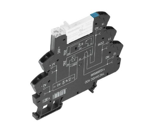 [Imagem do produto ACOPLADOR RELE 1REV 24VCC C/ LED  (MOLA) TRZ 24VDC 1CO 1122880000 WEIDMULLER]